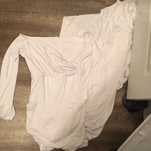 Off the shoulder white maternity dress